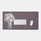 White Daisies Mason Jar op donker Paars Bureaumat (Keyboard & Muis)