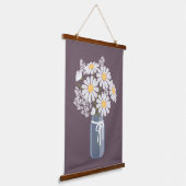 White Daisies Mason Jar op donker Paars Hangend Wandkleed (Gebogen)