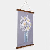 White Daisies Mason Jar op Lavender Hangend Wandkleed (Gebogen)