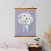 White Daisies Mason Jar op Lavender Hangend Wandkleed (Slaapkamer)