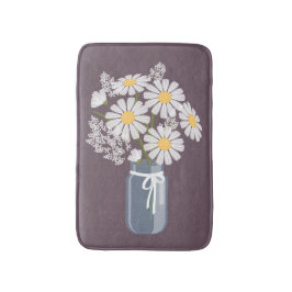White Daisies Mason Jar op Plum Paars Badmat