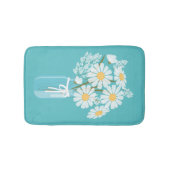 White Daisies Mason Jar over Blauwgroen Badmat (Voorkant)