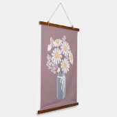 White Daisies Mason Jar over Rosy Brown Hangend Wandkleed (Gebogen)
