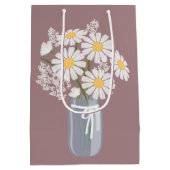 White Daisies Mason Jar over Rosy Brown Medium Cadeauzakje (Achterkant)