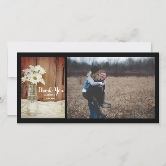 White Daisies Milk Bottle Barn Weddenschap Bedankkaart (Voorkant)