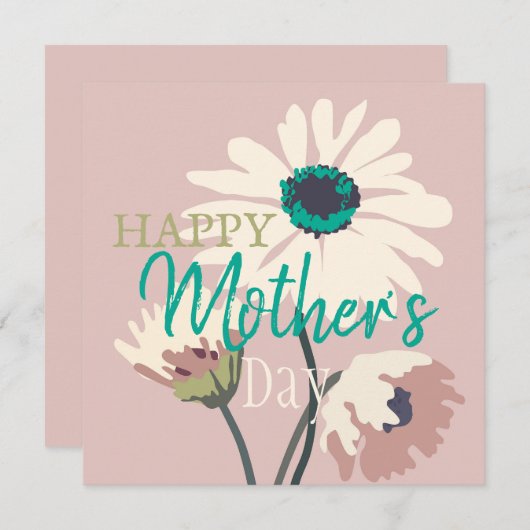 White Daisies Modern Floral Blooms Moederdag Feestdagenkaart (Voorkant / Achterkant)