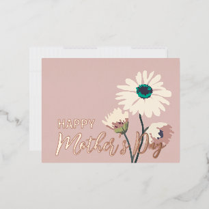 White Daisies Modern Floral Happy Mothers Day Folie Feestdagen Briefkaart