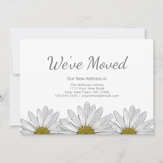 White Daisies Modern Rustic Floral Moving Aankondiging (Voorkant)