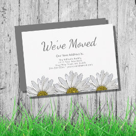White Daisies Modern Rustic Floral Moving Aankondiging