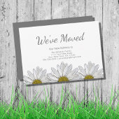 White Daisies Modern Rustic Floral Moving Aankondiging