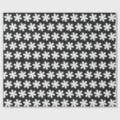White Daisies on Black Cadeaupapier (Vlak)