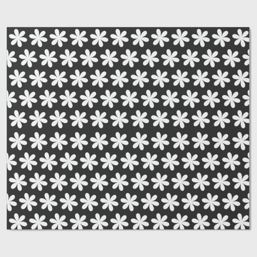 White Daisies on Black Cadeaupapier (Vlak)
