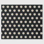 White Daisies on Black Cadeaupapier (Vlak)