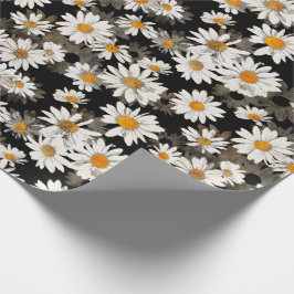 White Daisies on Black Cadeaupapier