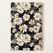 White Daisies on Black Floral Pattern Monogrammed Planner (Achterkant)