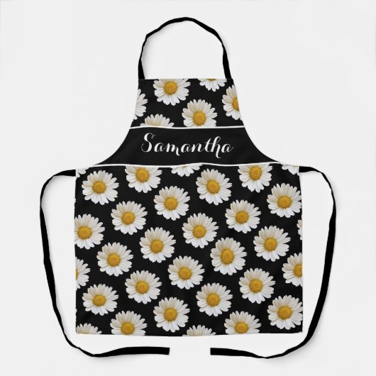 White Daisies on Black Personalized Schort (Voorkant)