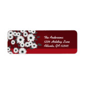 White Daisies on Burgundy kerstlabels Etiket (Voorkant)