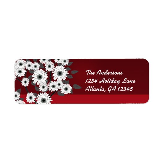 White Daisies on Burgundy kerstlabels Etiket (Voorkant)