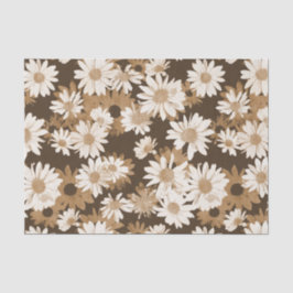 White Daisies on Chocolate Brown Floral Pattern Tissuepapier