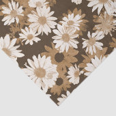 White Daisies on Chocolate Brown Floral Pattern Tissuepapier (Detail)