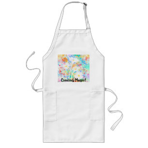 White Daisies on Colorful Splatter background Lang Schort