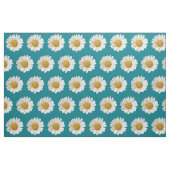 White Daisies on Dark Turquoise Floral Stof (Fat Quarter)