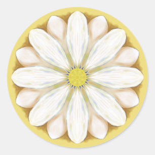 White Daisies on Golden Yellow Ronde Sticker