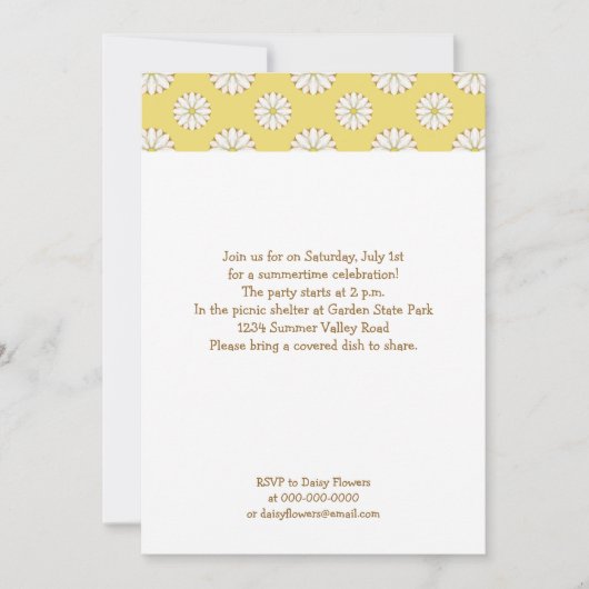 White Daisies on Golden Yellow Summer Picnic Kaart (Voorkant)