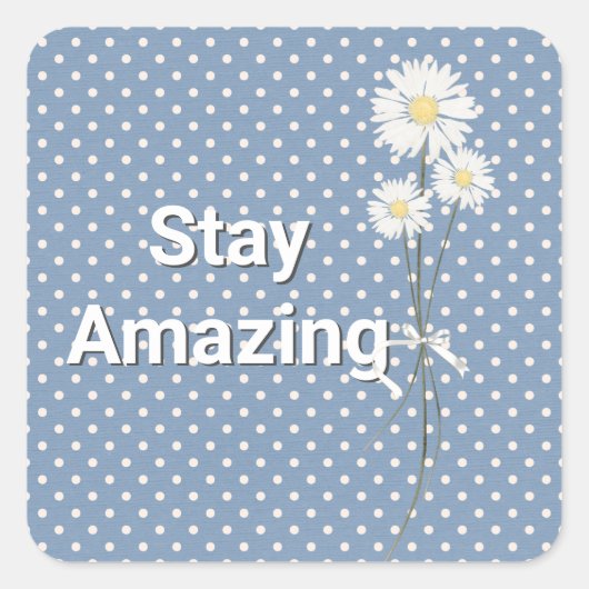 White Daisies on Pin Stippen Vierkante Sticker (Voorkant)