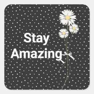 White Daisies on Pin Stippen Vierkante Sticker