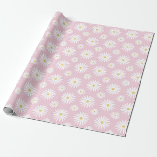White Daisies On Pink Cadeaupapier