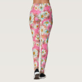 White Daisies on Pink Floral Pattern Leggings (Achterkant)