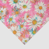 White Daisies on Pink Floral Pattern Tissuepapier (Detail)