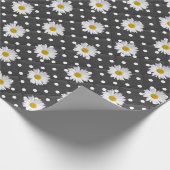White Daisies on Polka Dots Cadeaupapier (Hoek)