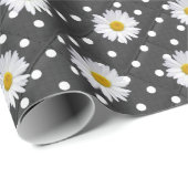White Daisies on Polka Dots Cadeaupapier (Rol Hoek)