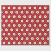 White Daisies on Polka Dots Cadeaupapier (Vlak)