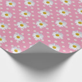 White Daisies on Polka Dots Cadeaupapier (Hoek)