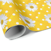 White Daisies on Polka Dots Cadeaupapier (Rol Hoek)