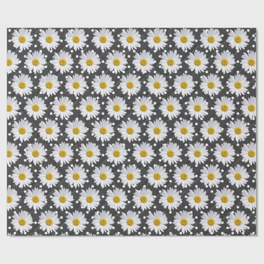 White Daisies on Polka Dots Cadeaupapier (Vlak)