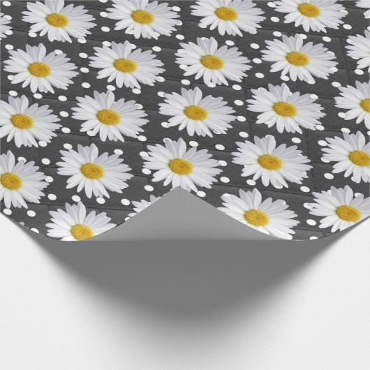 White Daisies on Polka Dots Cadeaupapier (Hoek)