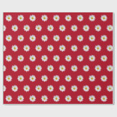 White Daisies on Red Cadeaupapier (Vlak)