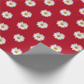 White Daisies on Red Cadeaupapier (Hoek)