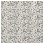 White Daisies on Silver Grey Floral Pattern Stof (Swatch)