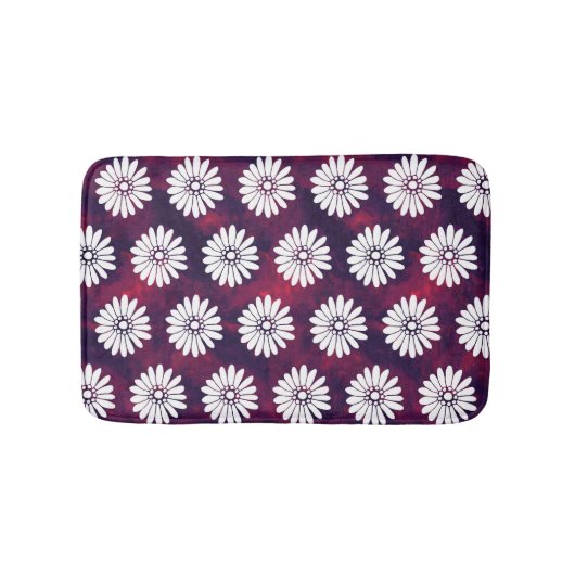 White Daisies on Smoky Burgundy & Paars Badmat (Voorkant)