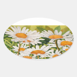White Daisies Ovale Sticker