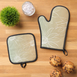 White Daisies Ovenwant & Pannenlap Set