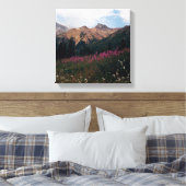 White Daisies Paars Fireweed Talkeetna Mtns. Canvas Afdruk (Insitu (Slaapkamer))