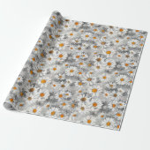 White Daisies Pattern Cadeaupapier (Uitgerold)
