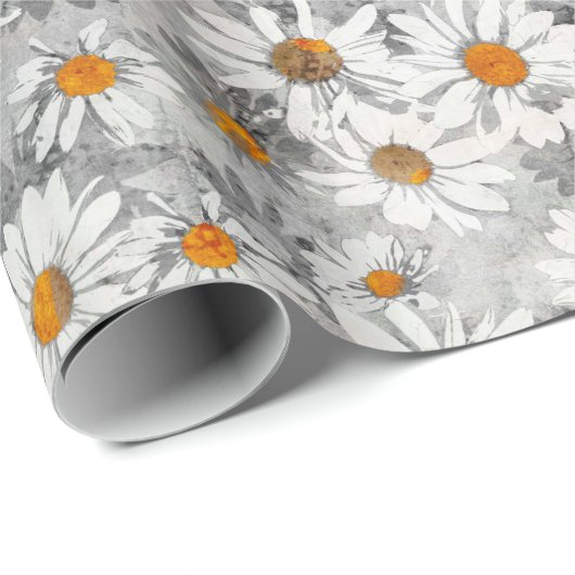 White Daisies Pattern Cadeaupapier (Rol Hoek)
