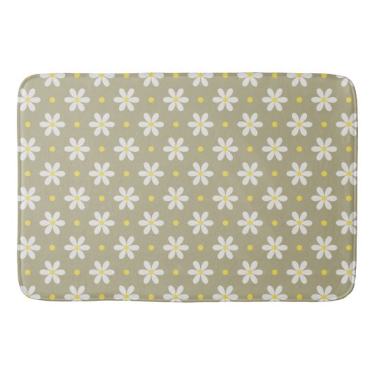 White Daisies Pattern Custom Background Badmat (Voorkant)